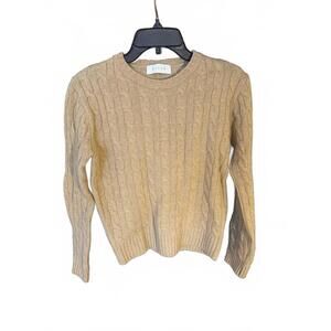 Olive Cable Cashmere Knit Sweater in Beige - Classic Cozy Pullover